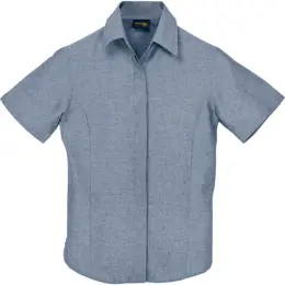 Navy Oxford Blouse Short Sleeve Ladies